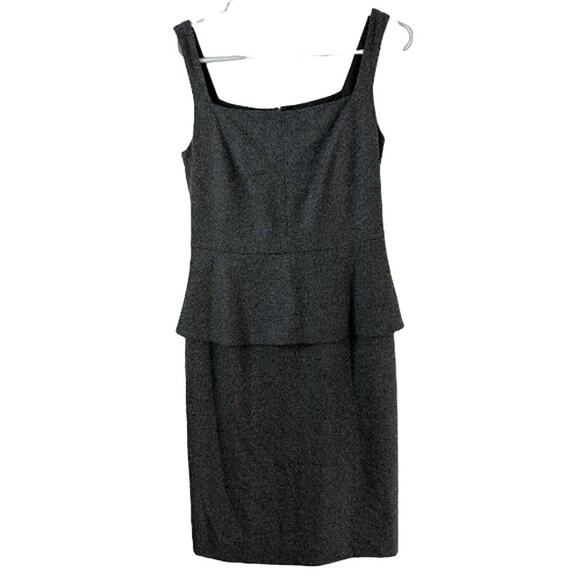 BANANA REPUBLIC Grey Wool Peplum Midi Knee Dress Tank Top Strap Pencil Skirt 8 - Picture 9 of 9